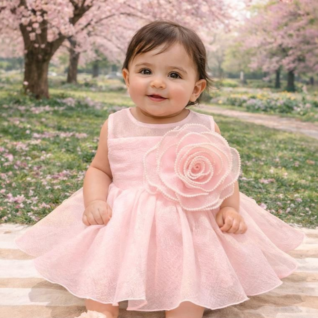 Pink Baby Girls Party Wear Frock