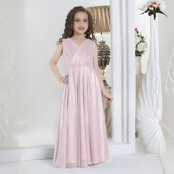 PINK Shimmer Fancy Party Wear Gown For Girls