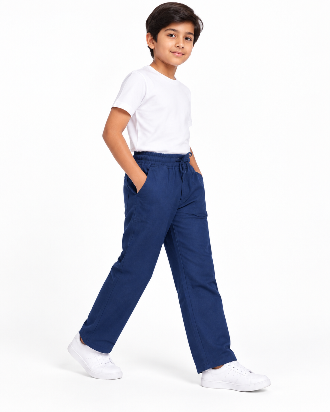 Boys Blue Pant for Golden Emboss Waist Coat & Short Kurta Set (Sold Separately)