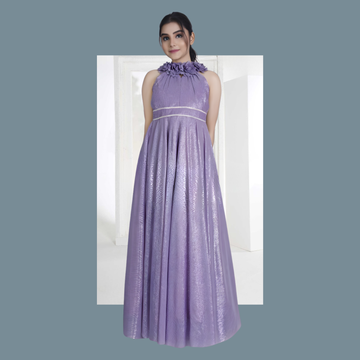 Purple Shimmer Fancy Party Wear Gown For Girls