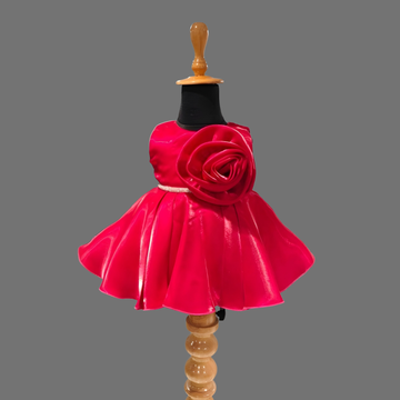 Rani Pink Flower Embossed Designer Frock