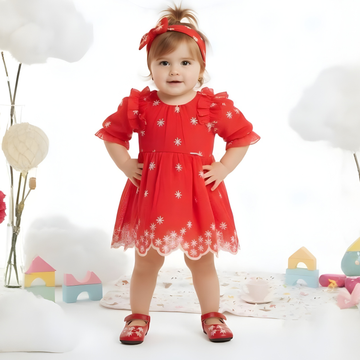 Girls Short Sleeved Rani Party Frock