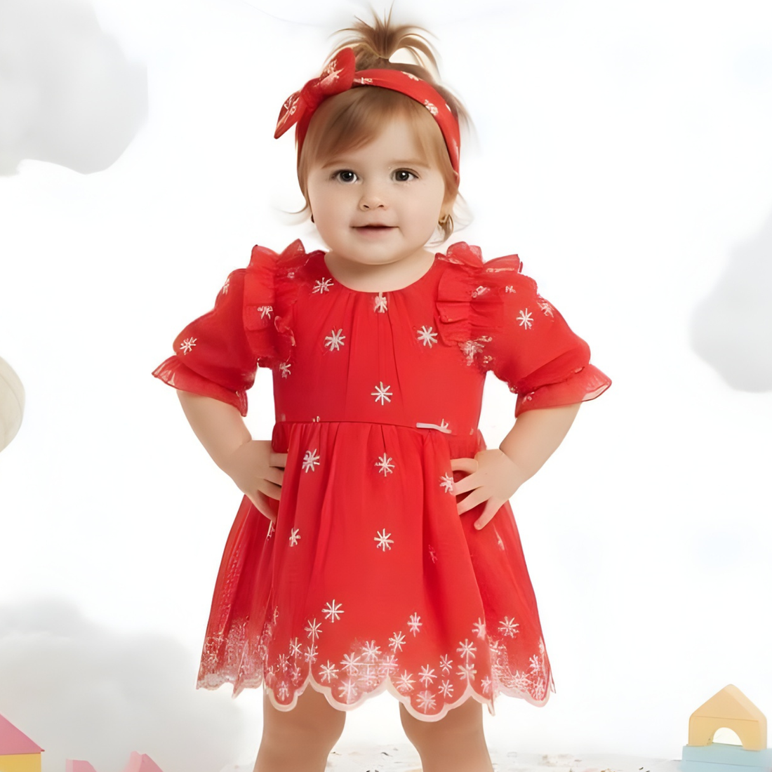 Girls Short Sleeved Rani Party Frock