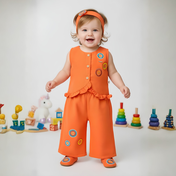 Girls Stylish Orange Pant Set