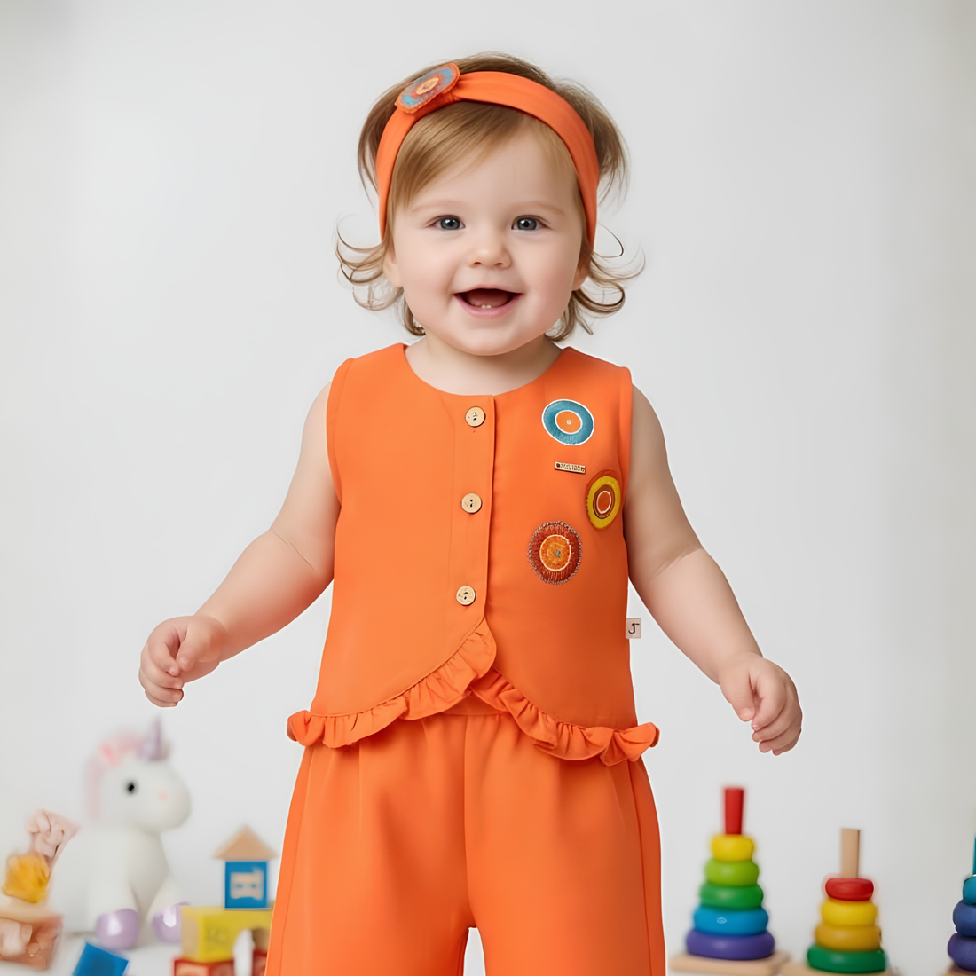 Girls Stylish Orange Pant Set
