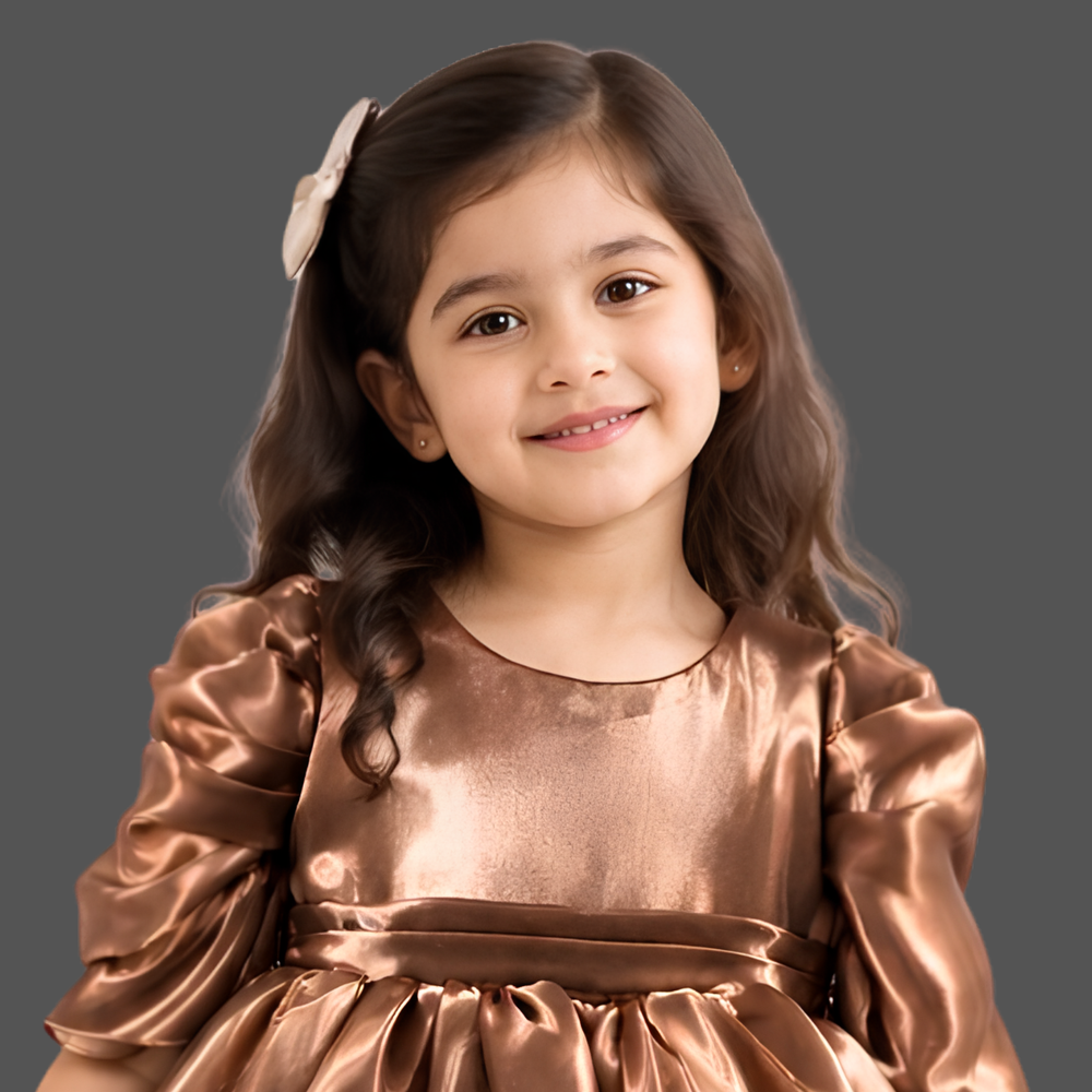 Girls Brown Party Wear Frock