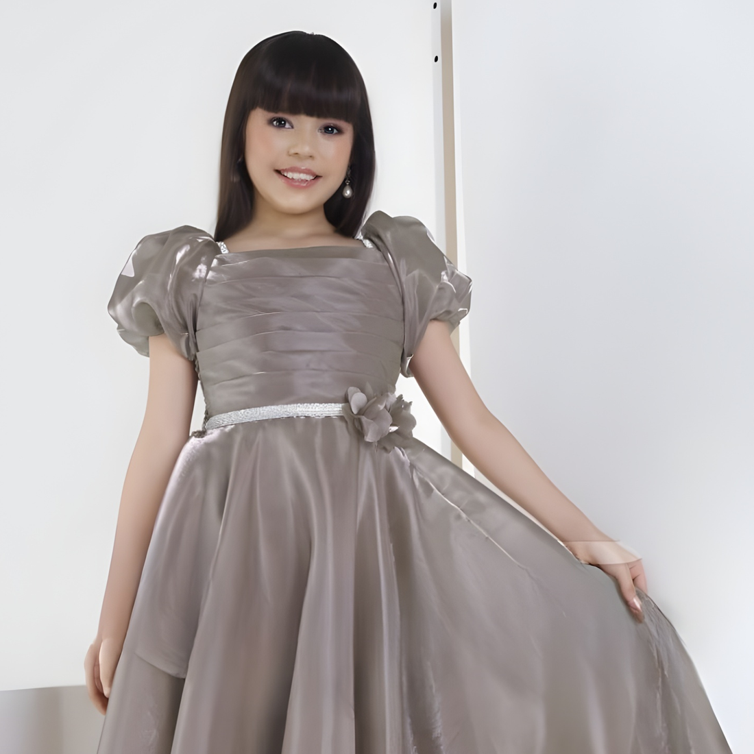 Sleek Elegant Evening Coffee Gown