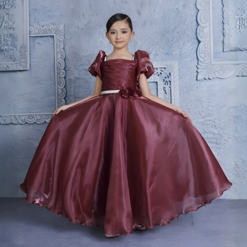 Coffee Stylish party Long Party Gown For Girls