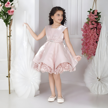 Peach Embellished Party Wear Frock