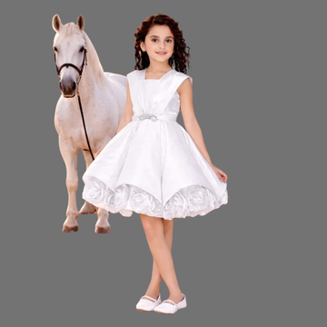 White Embellished Party Wear Frock