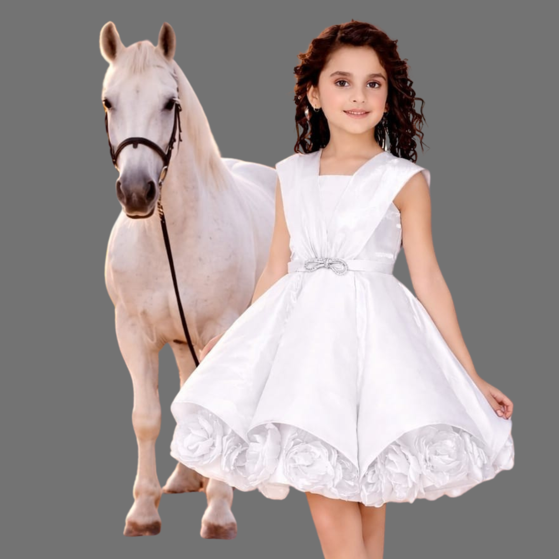White Embellished Party Wear Frock