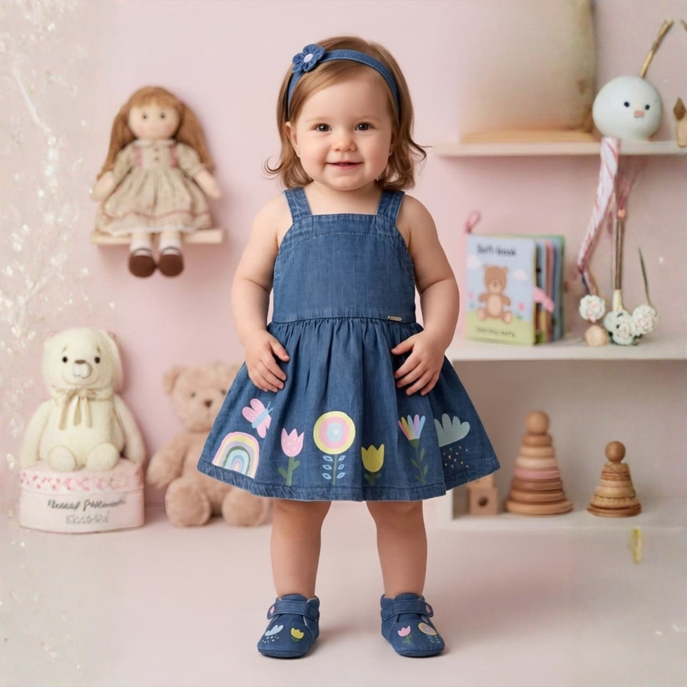 Sleeveless Baby Girl Denim Frock