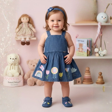 Sleeveless Baby Girl Denim Frock