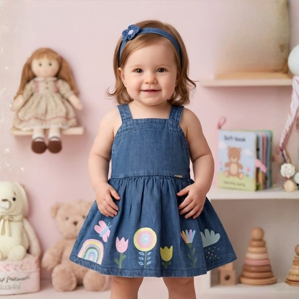 Sleeveless Baby Girl Denim Frock