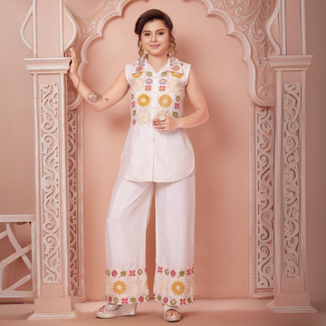 Cream elegant  Plazo  Suit