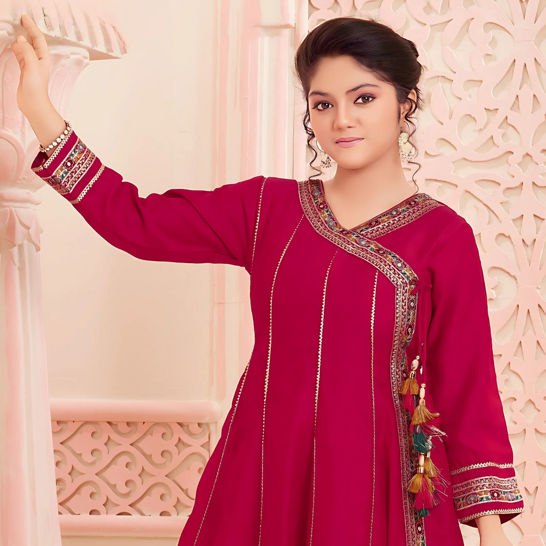 Embroidered A-Line Kurta & Pant With Dupatta
