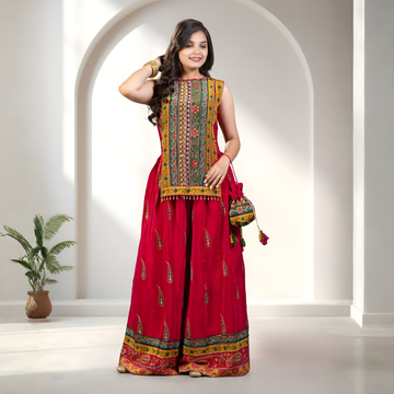 Printed Fancy Fabric Designer Palazzo Salwar Suit