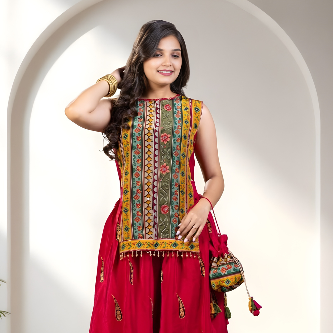 Printed Fancy Fabric Designer Palazzo Salwar Suit