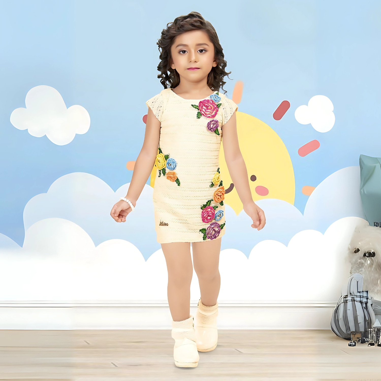 Girls Frock/Knee Length Party Dress
