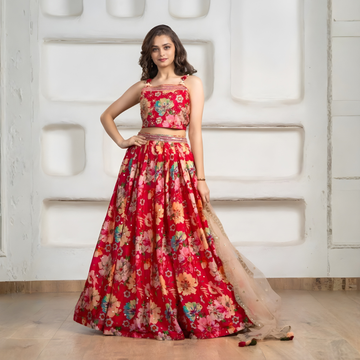 Lovely Rani Floral Print Organza Readymade Lehenga Choli