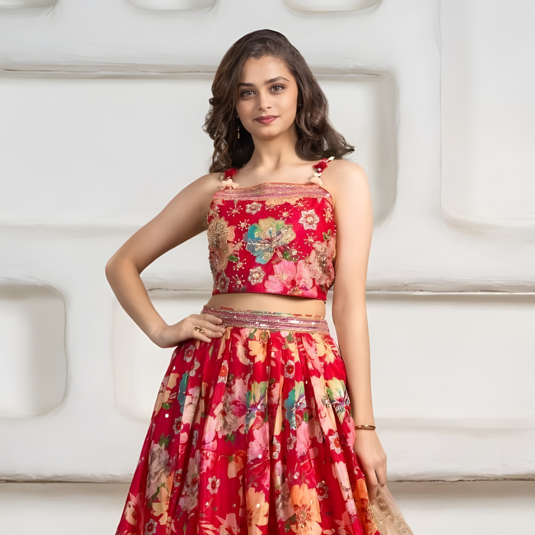 Lovely Rani Floral Print Organza Readymade Lehenga Choli
