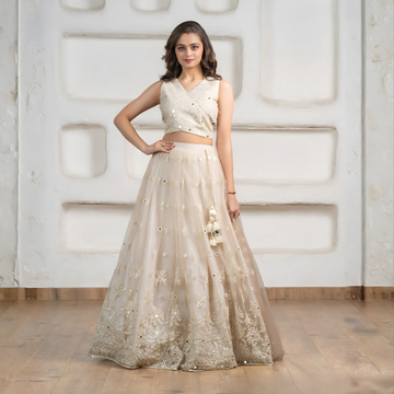 Blush Pink Embroidered Lehenga Choli Set with Dupatta For Girls