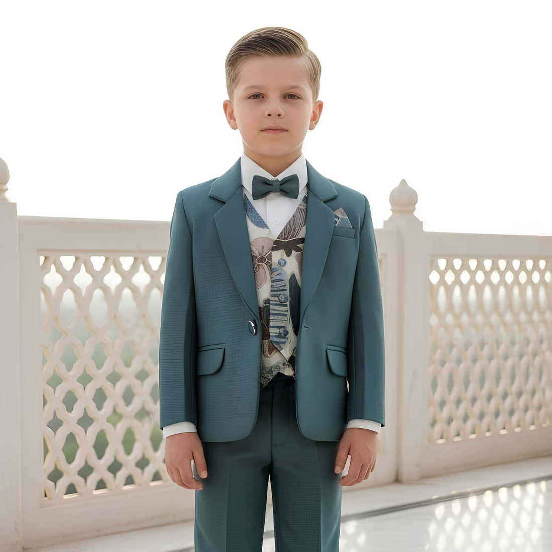 Boys Formal Green 3-Piece Kids Party Wear Suit