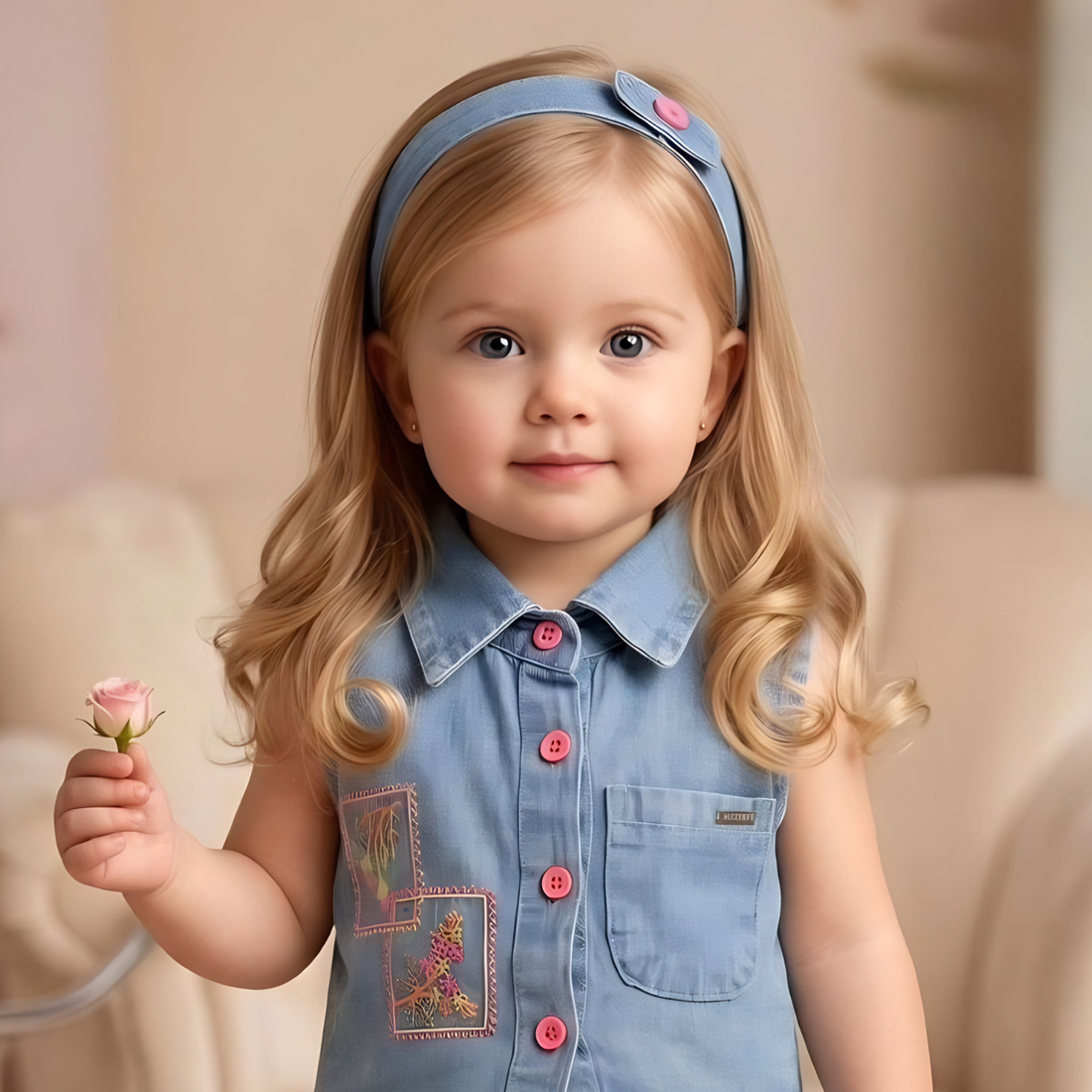 Girls Blue Floral Printed Top & Shorts Set