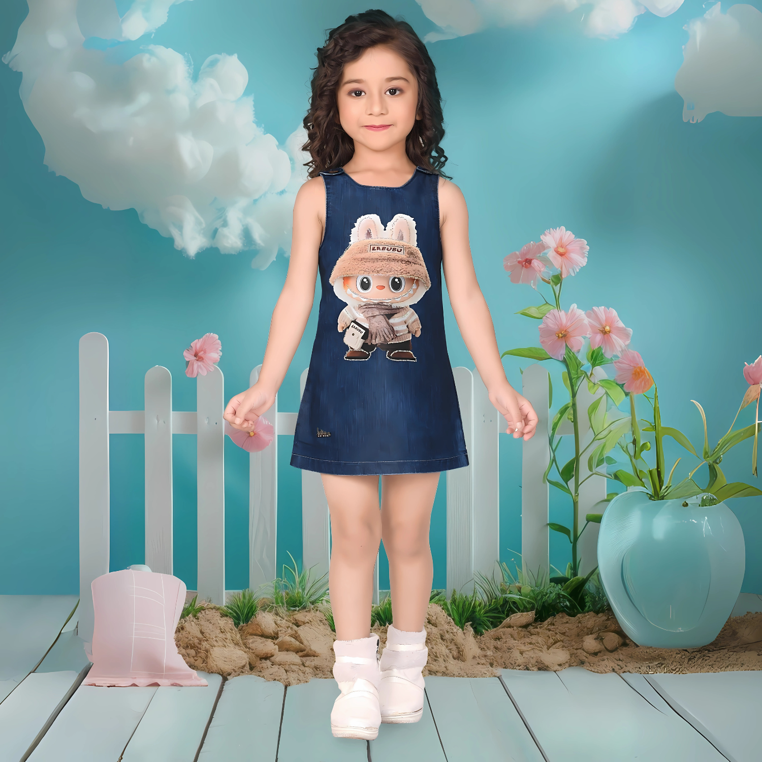 Kids Girls LABUBU Knee Length Frock