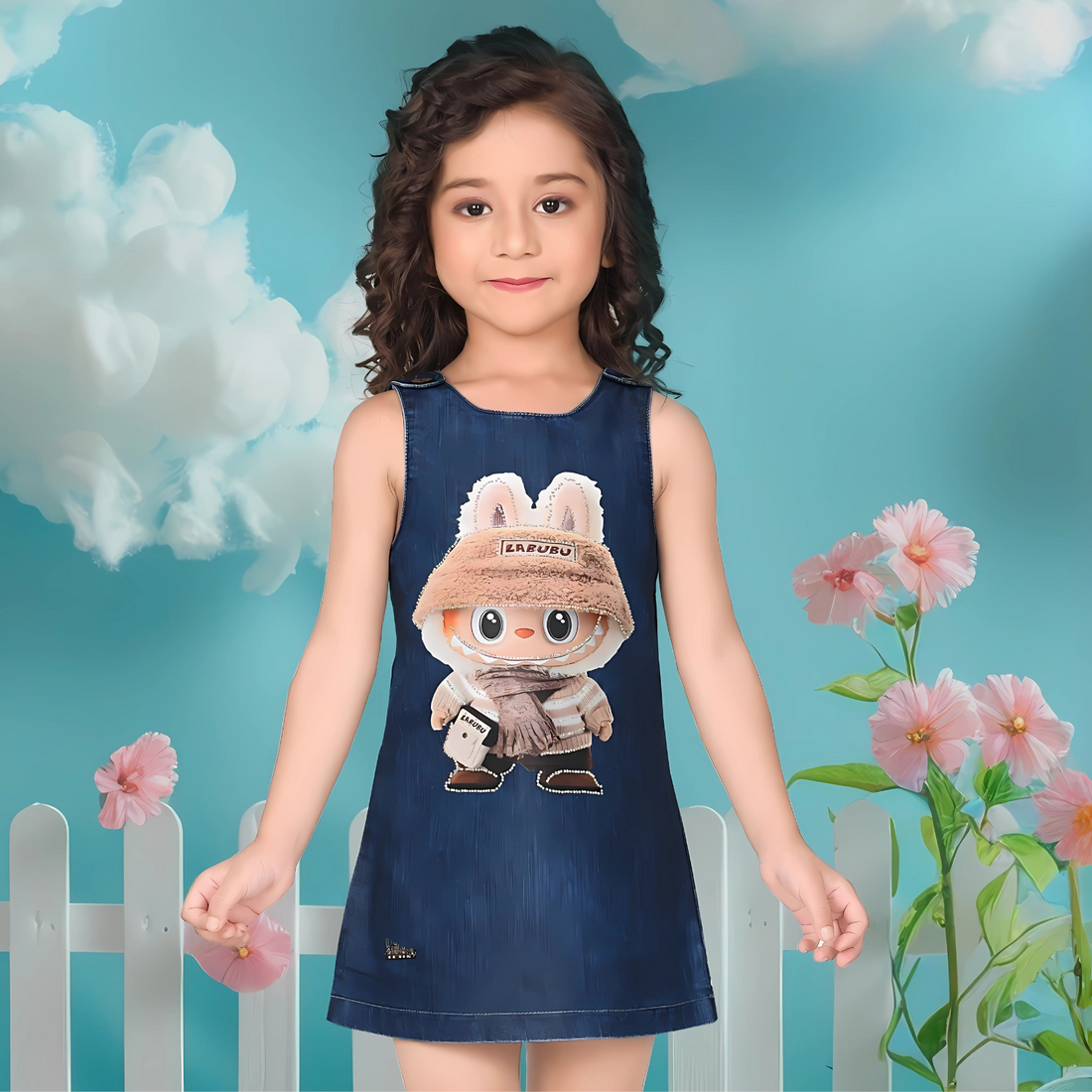 Kids Girls LABUBU Knee Length Frock