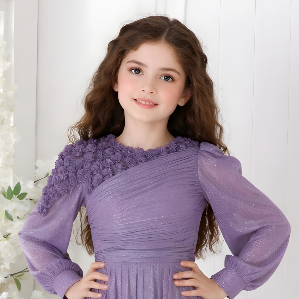 Premium Satin Long Gown with Long Sleeves