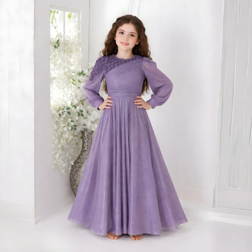 Premium Satin Long Gown with Long Sleeves