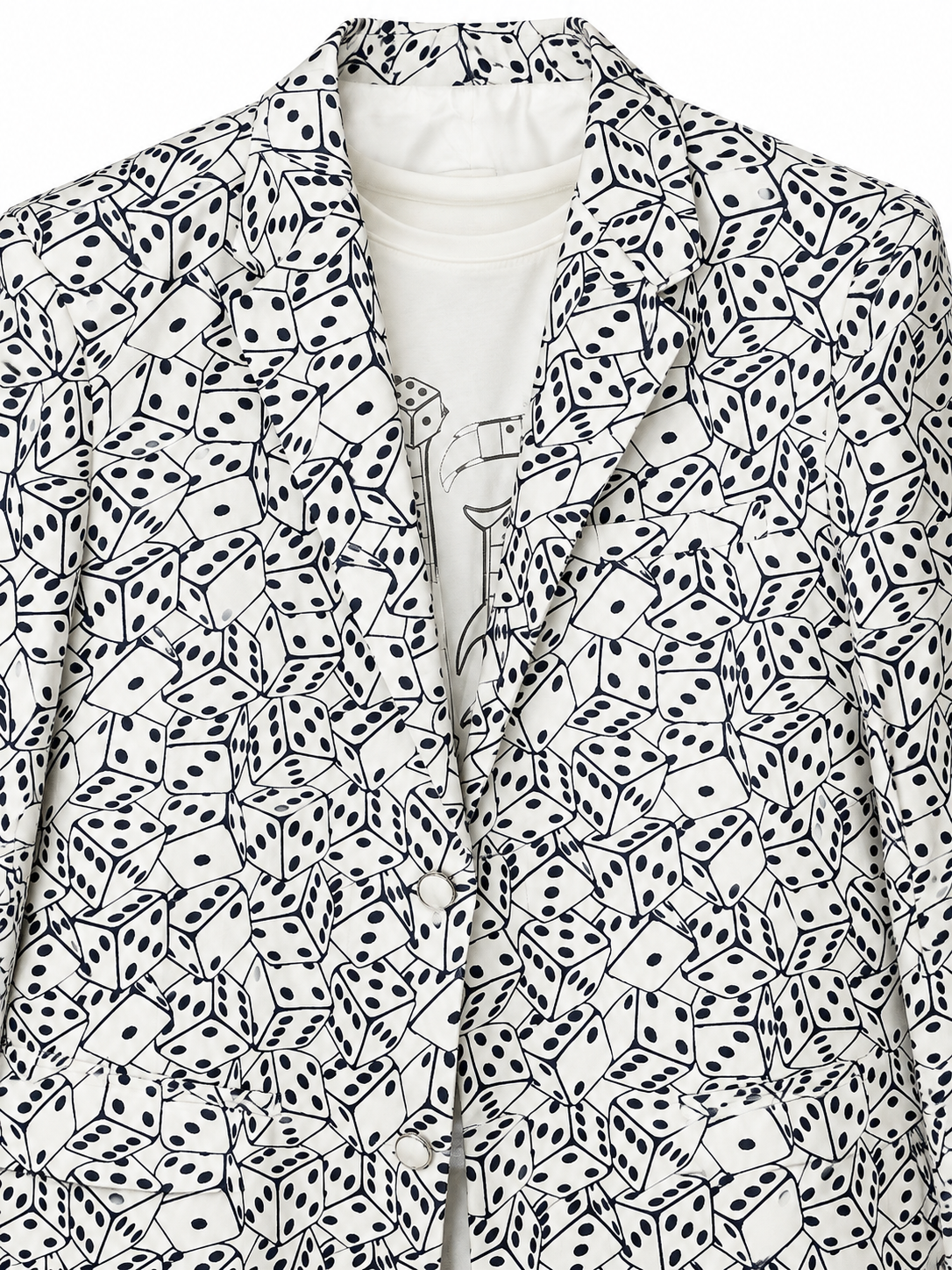 Boys Cream Dice Print Blazer