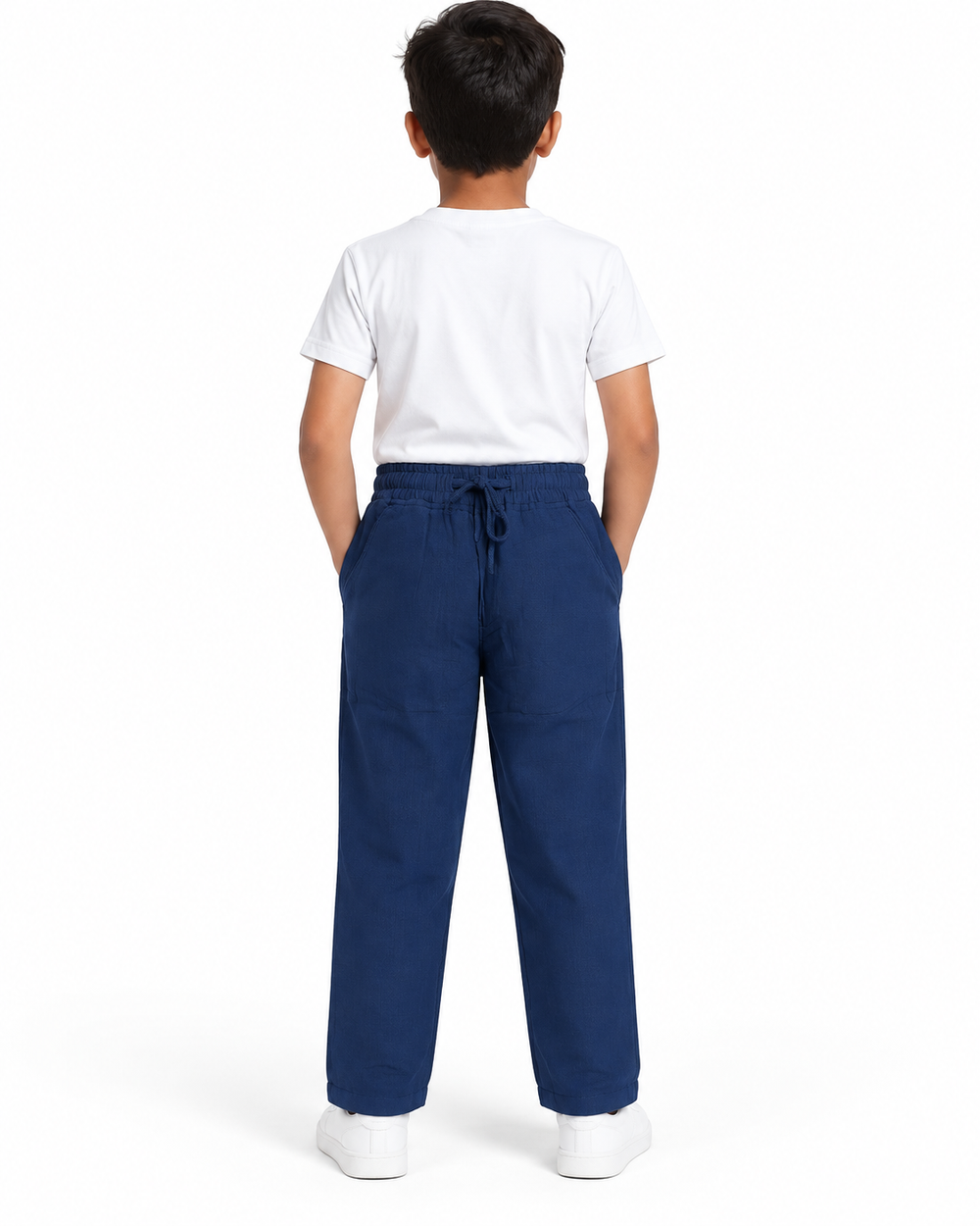 Boys Blue Pant for Golden Emboss Waist Coat & Short Kurta Set