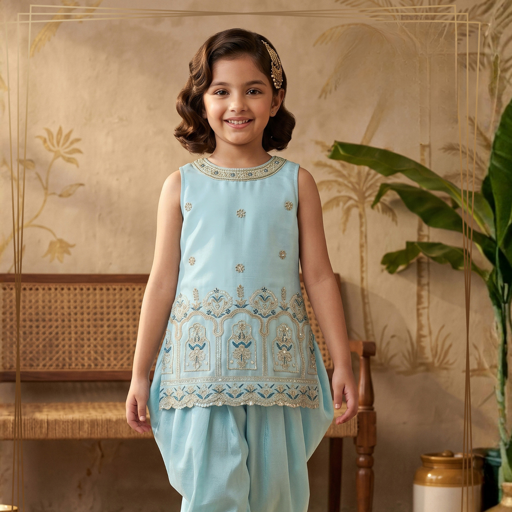 Fashion Legacy Girls Festive & Party Kurta and Dhoti Pant Set