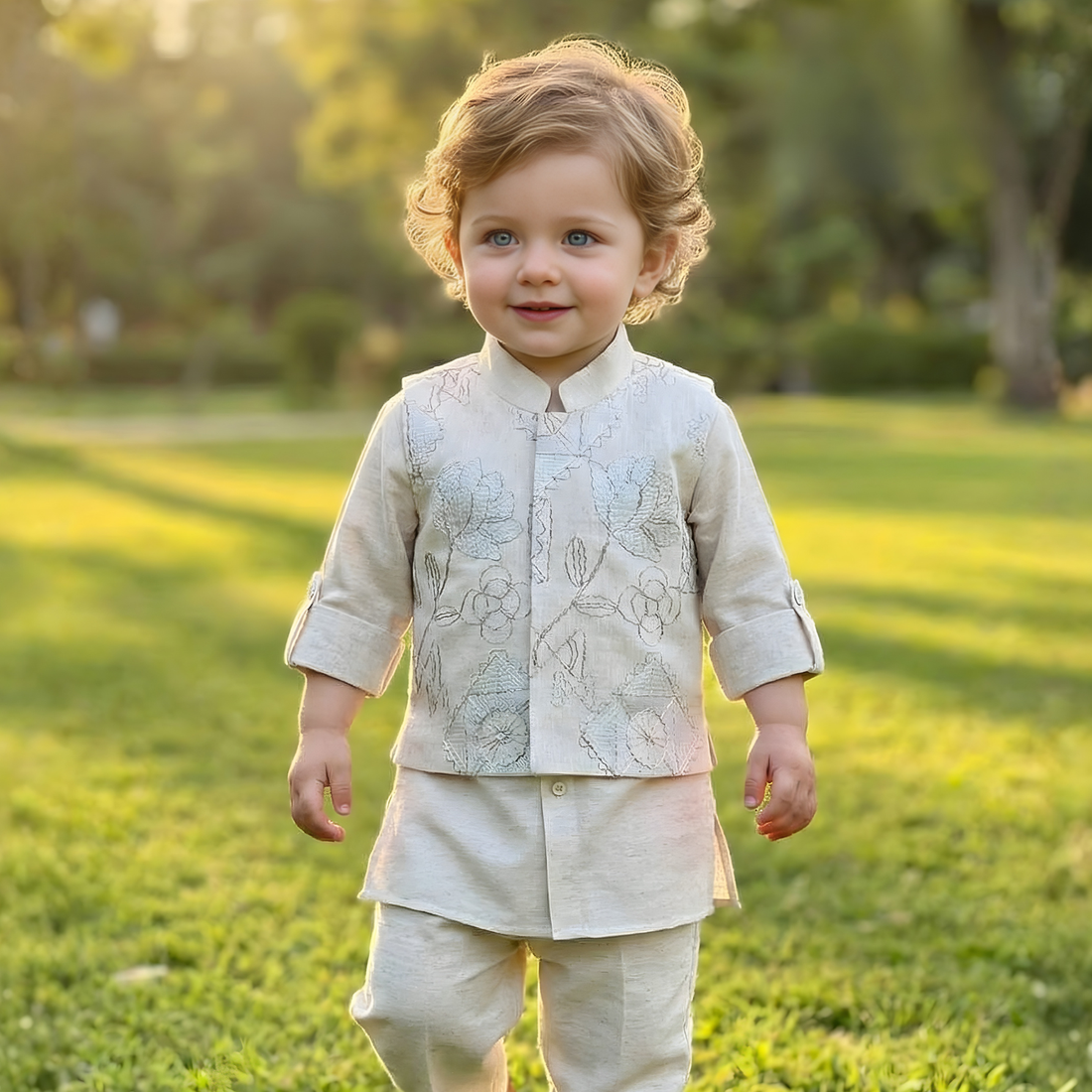 Festive Kurta Pajama with Jacket for Boys