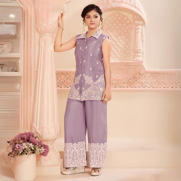 Purple Silk Wedding Wear Sharara Suit