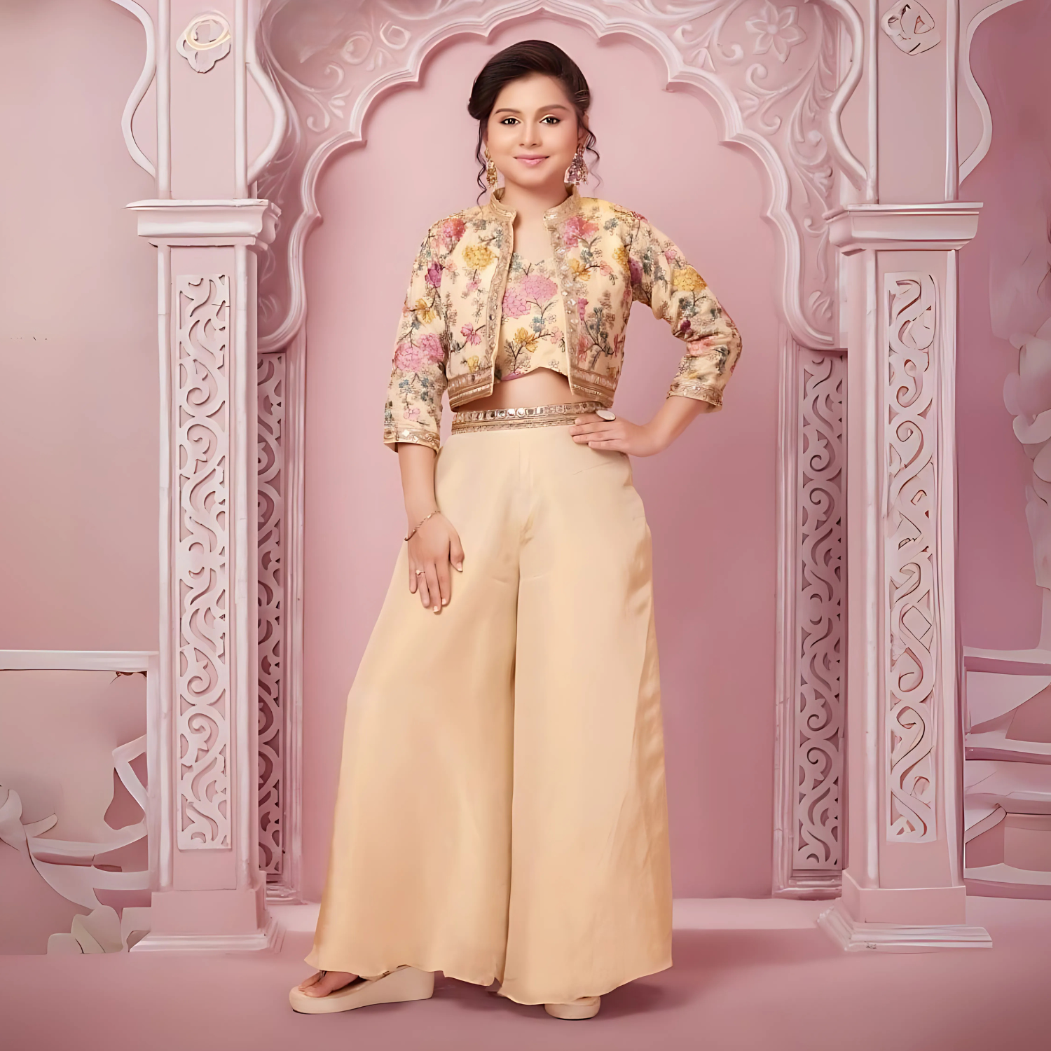 Party Wear Designer Plazo With Short Top and Jacket