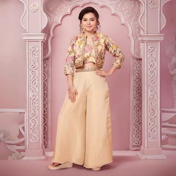 Party Wear Designer Plazo With Short Top and Jacket