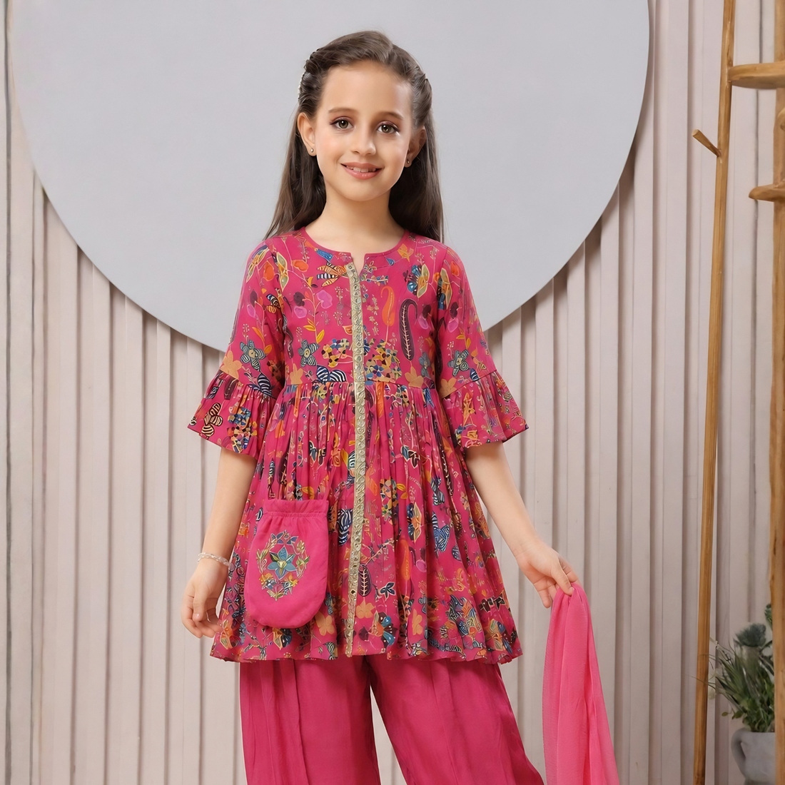 Girls Printed Kurti Patiala Set For Party & Festive Wear