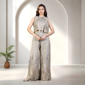 Stylish Indo-Western Palazzo Set with Shrug