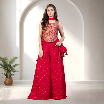 Rani Embellished Indo Western Crop Top Palazzo Set