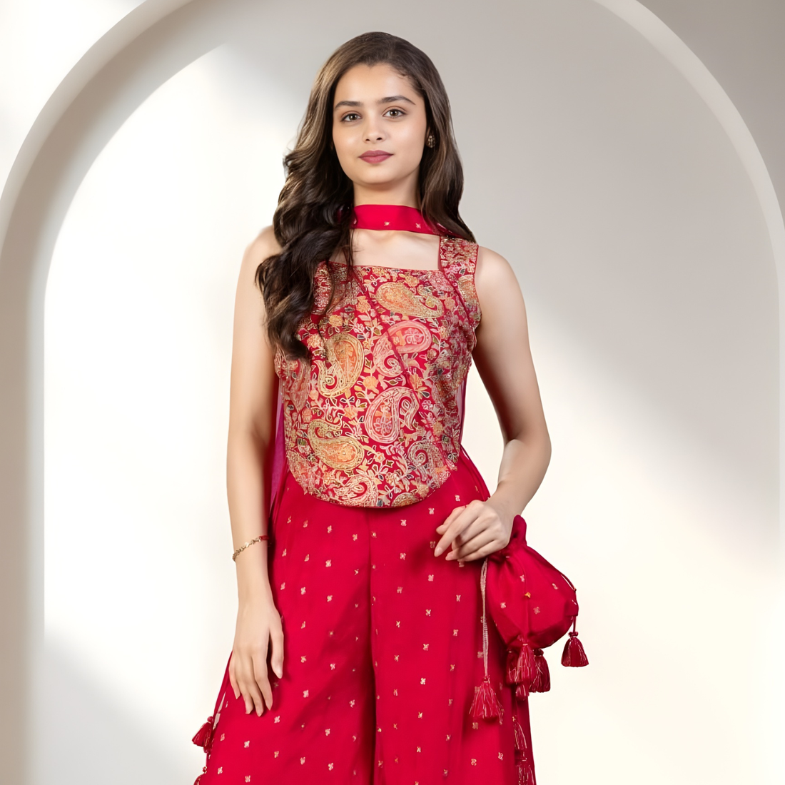 Rani Embellished Indo Western Crop Top Palazzo Set