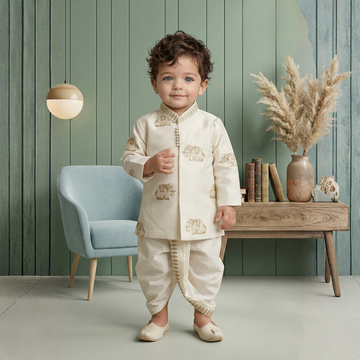 Boys Traditional Embroidered Dhoti Kurta Set