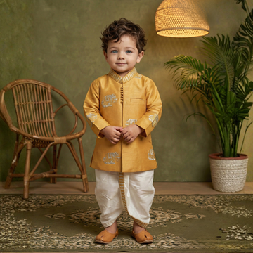 Boys Traditional Embroidered Dhoti Kurta Set