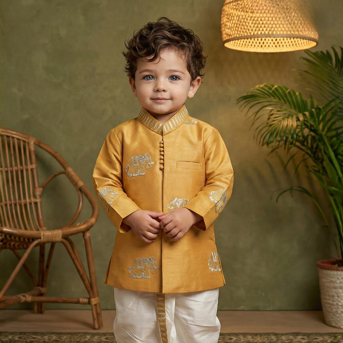 Boys Traditional Embroidered Dhoti Kurta Set