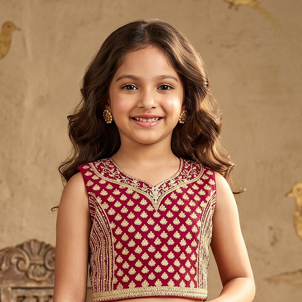 Maroon Georgette Embroidered Peplum Top and Palazzo Set