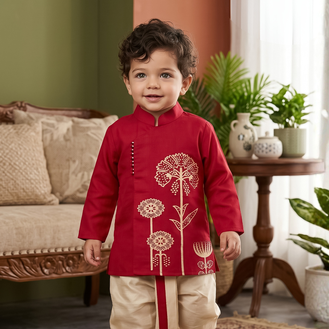 Latest Golden Dhoti kurta Set For Kids Embroidery Kurta