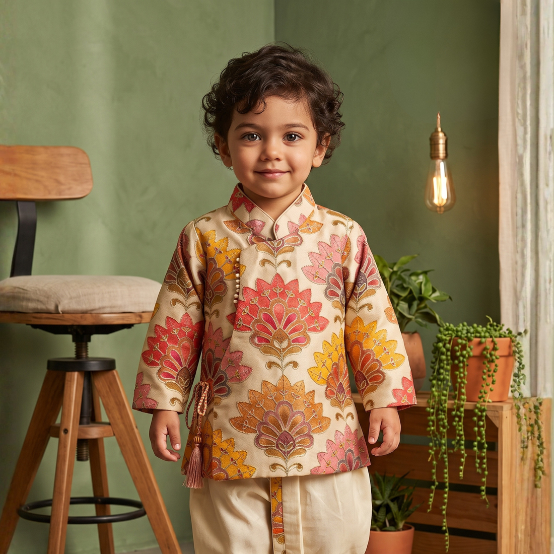 Lovely Fashion Boys Embrodiary kurta Dhoti Set