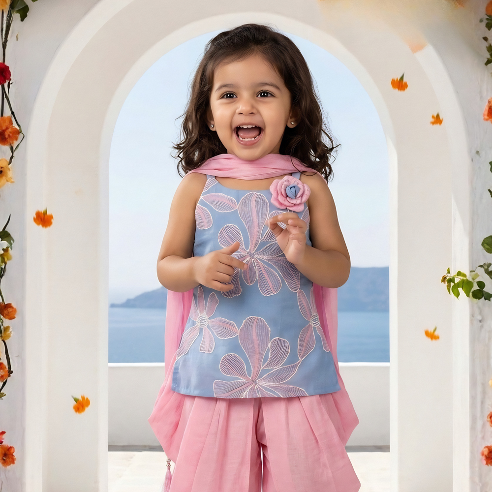 Girls Festive & Party Kurta and Dhoti Pant Set